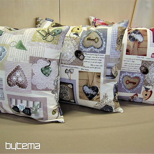Tissu déco COEUR SHABBY beige