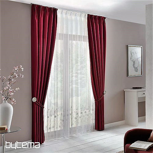 Rideau de luxe brodé GERSTER 11443 blanc - beige