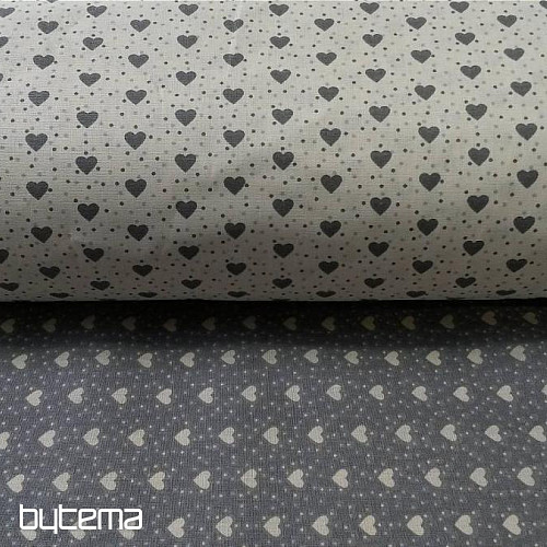 Tissu coton MINI HEART 05 crème, coeur gris