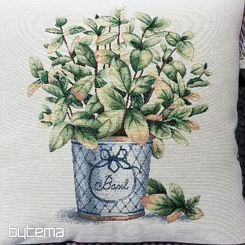 Housse de coussin tapisserie FLEURS DE BASILIC DE PROVENCE