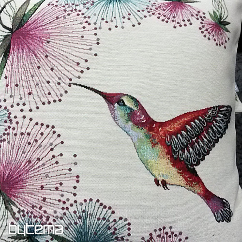 Housse de coussin tapisserie COLIBRI FLEUR VIOLET
