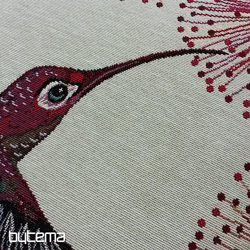 Housse de coussin tapisserie COLIBRI FLEUR ROUGE