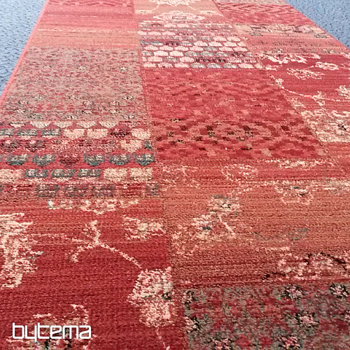 Luxueux tapis de couloir en laine ROYAL PATCHWORK rouge