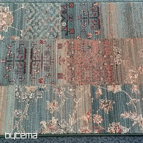 Tapis de couloir luxueux en laine ROYAL PATCHWORK vert