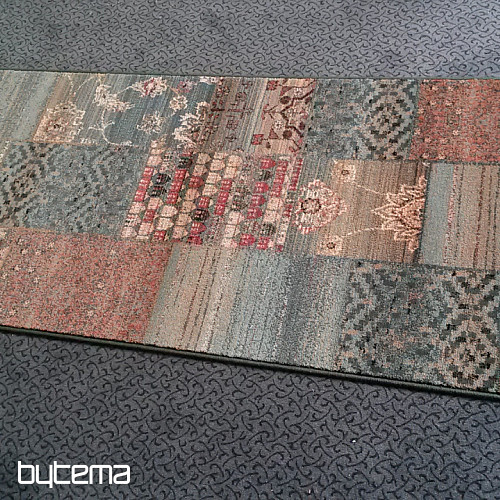 Tapis de couloir luxueux en laine ROYAL PATCHWORK vert