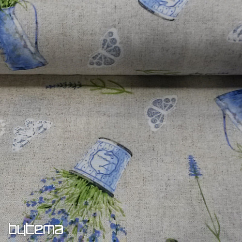 Tissu déco LAVANDE bleu