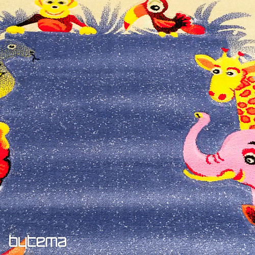 Tapis enfant KIDS SAFARI crème-bleu