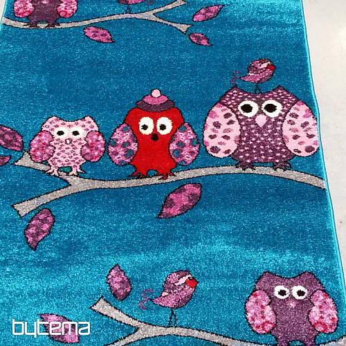 Tapis enfant BELLA CHOUETTE turquoise