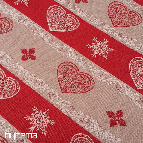 Tissu déco à rayures jacquard rouge