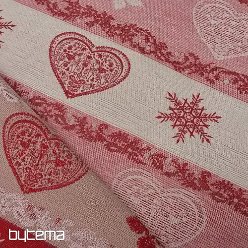 Tissu déco à rayures jacquard rouge