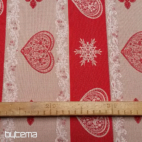 Tissu déco à rayures jacquard rouge