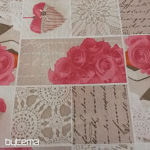 Tissu déco Rose dentelle rose