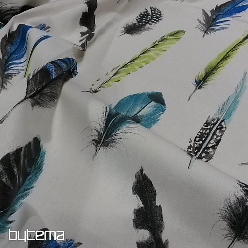 Tissu déco Plumes bleu