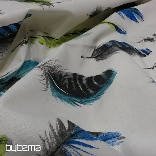 Tissu déco Plumes bleu