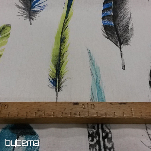 Tissu déco Plumes bleu