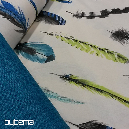 Tissu déco Plumes bleu