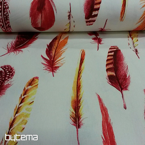Tissu déco Plumes rouges