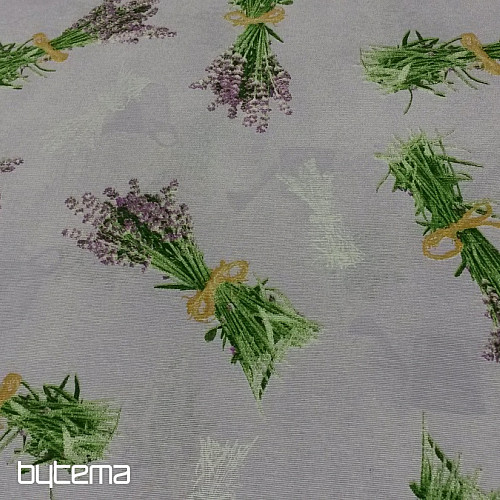 Tissu décoratif LAVANDE bouquet LILAS