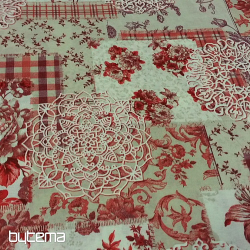 Tissu déco CINTIA fleurs rouge