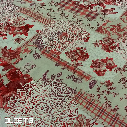 Tissu déco CINTIA fleurs rouge