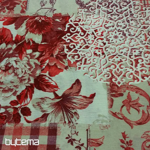 Tissu déco CINTIA fleurs rouge