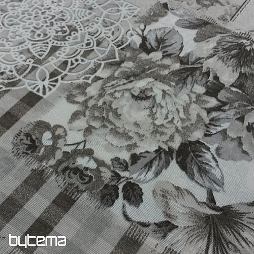 Tissu déco Fleurs CINTIA gris