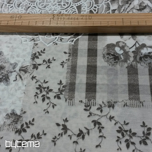 Tissu déco Fleurs CINTIA gris