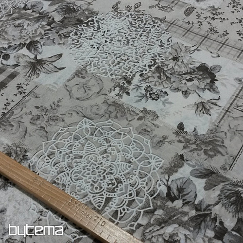 Tissu déco Fleurs CINTIA gris