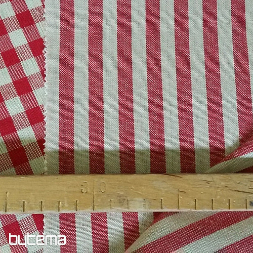 Tissu à carreaux MERIGNAC beige/rouge