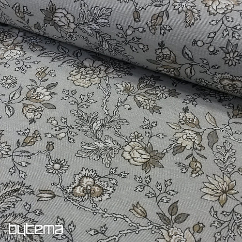 Tissu déco Fleurs NATHALIE gris