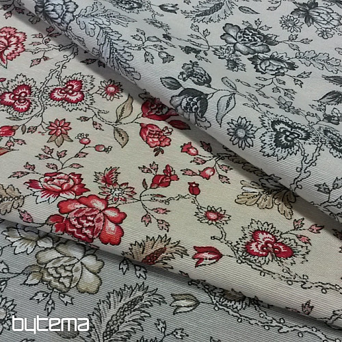 Tissu déco Fleurs NATHALIE gris