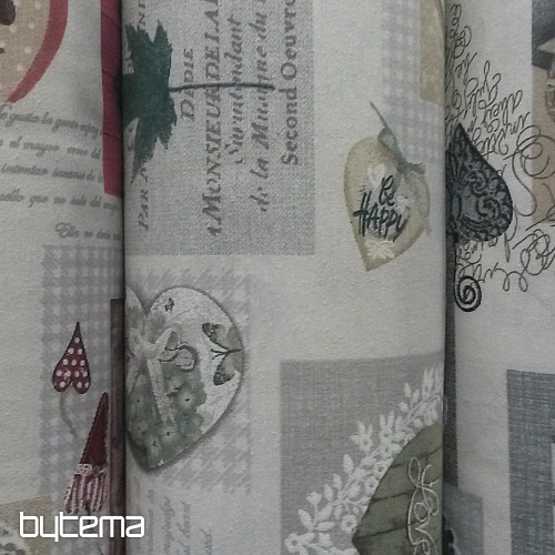 Tissu déco COEUR SHABBY beige