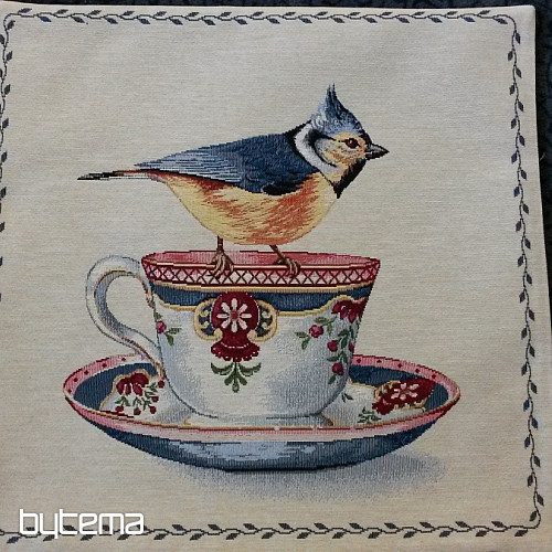 Housse de coussin tapisserie Oiseaux sur un mug 1