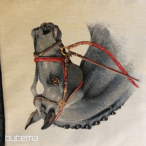 Housse de coussin tapisserie CHEVAL GRIS