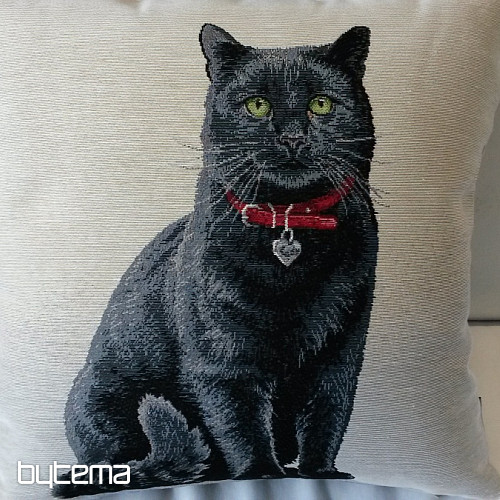 Housse de coussin tapisserie CHAT NOIR