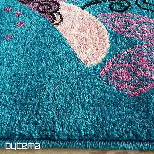 Tapis enfant BELLA Papillons turquoise