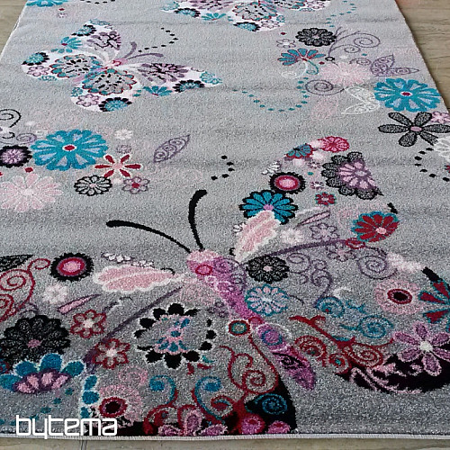 Tapis enfant BELLA Papillons gris