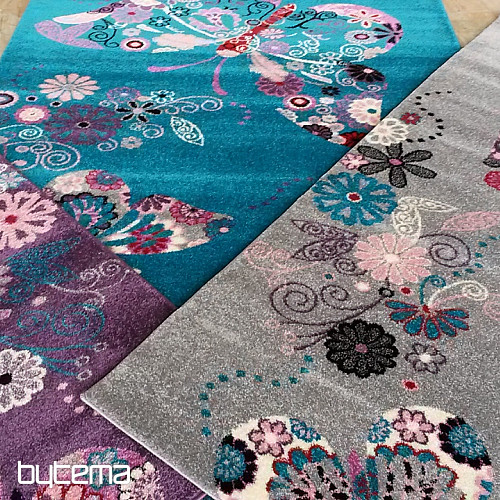Tapis enfant BELLA Papillons turquoise