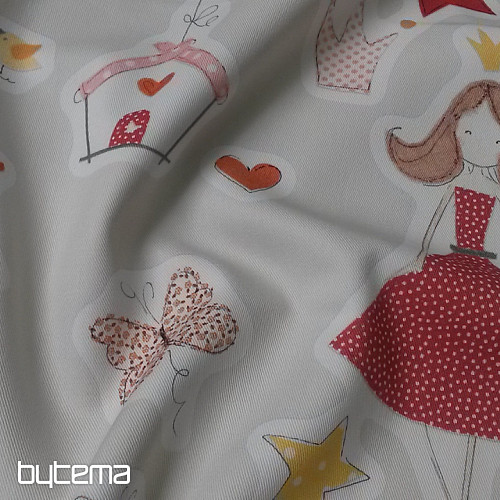 Tissu déco enfant TWIST PRINCESS orange