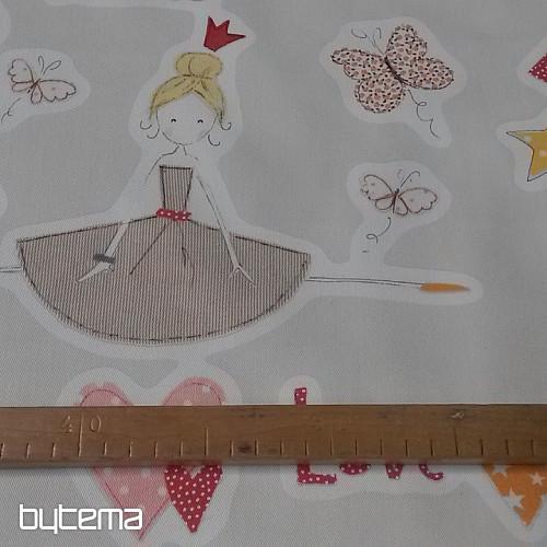 Tissu déco enfant TWIST PRINCESS orange