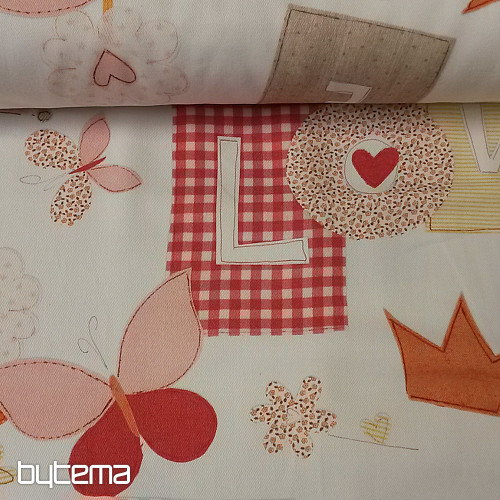 Tissu déco enfant TWIST C01 LOVE orange
