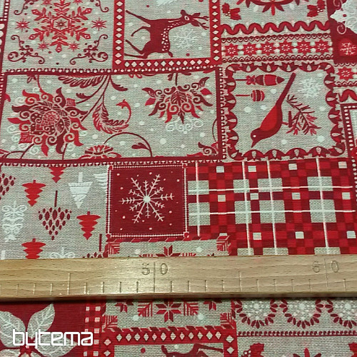 Tissu déco Noël TYROL rouge