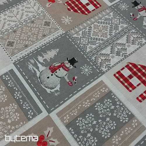 Tissu déco Noël PÈRE NOËL gris