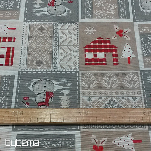 Tissu déco Noël PÈRE NOËL gris