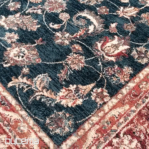 Tapis luxueux en laine ROYAL all-over flower vert/noir