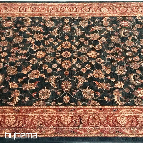 Tapis luxueux en laine ROYAL all-over flower vert/noir