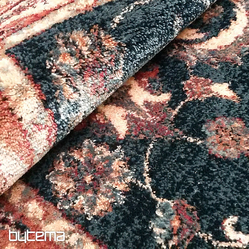 Tapis luxueux en laine ROYAL all-over flower vert/noir
