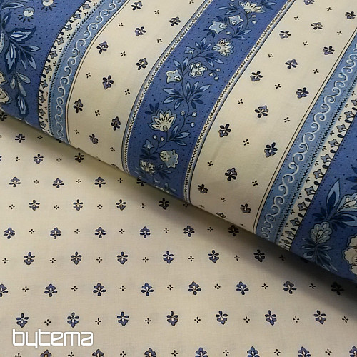 Tissu coton VOLKS rayure bleue