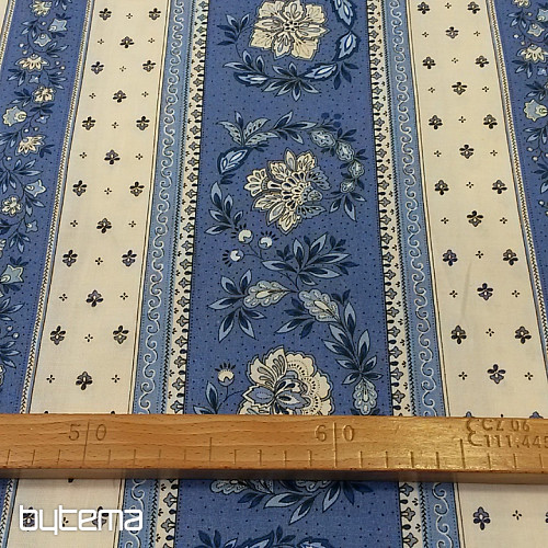 Tissu coton VOLKS rayure bleue