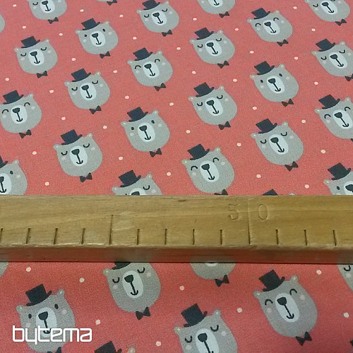 Tissu en coton ours en peluche avec chapeau haut de forme